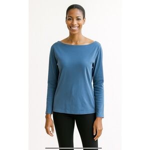 J MCLAUGHLIN GOLDIE TEE SHIRT M BOATNECK STRETCH COTTON CASUAL TIMELESS SUMMER